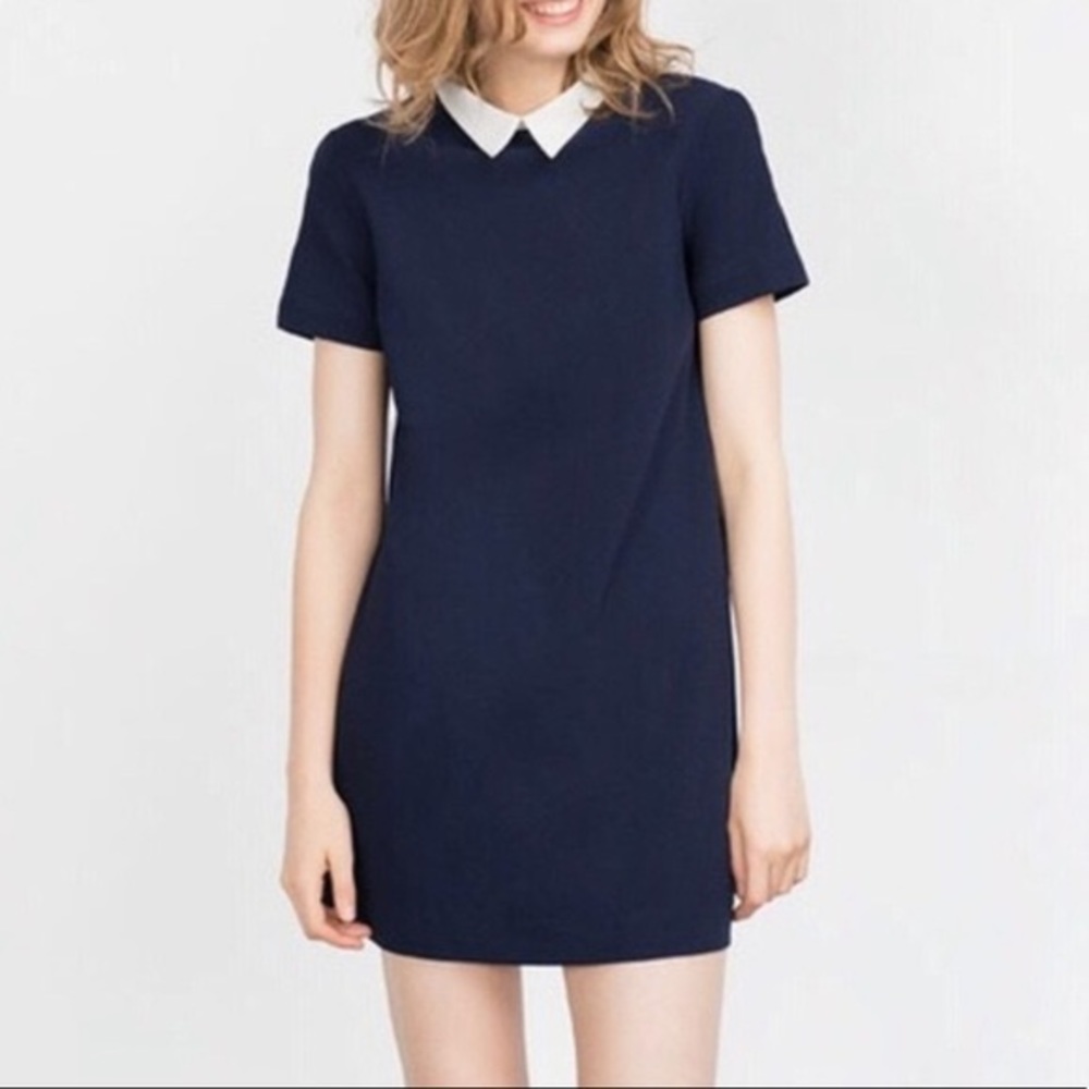 Blue collared shift dress